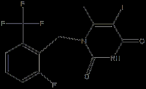 1-[2-fluoro-6-(trifluoromethyl)benzyl]-5-iodo-6-methylpyrimidine-2,4(1H,3H)-dione