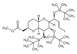 Methyl 2-((2R,4aS,6S,7R,8S,8aS)-7,8-bis((tert-butyldimethylsilyl)oxy)-6-((S,E)-1-((tert-butyldimethylsilyl)oxy)-3-iodoallyl)octahydropyrano[3,2-b]pyran-2-yl)acetate